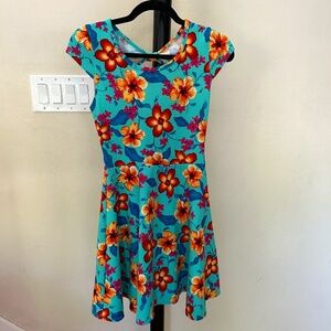 Floral Fit and Flare Stretchy Dress
